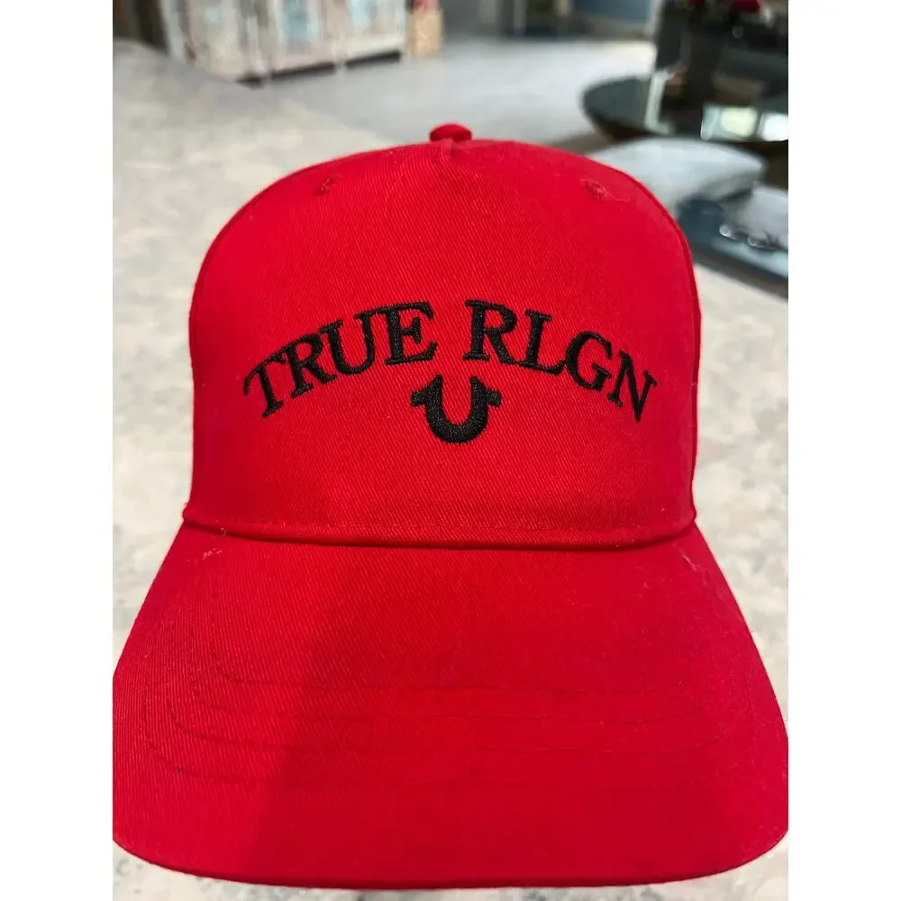 True Religion Snap Back Red & Black Logo Baseball Cap Hat